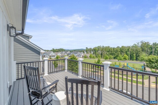 1603 Griffen Grv, Charlottesville, VA 22901 - wooden deck with a playground and a residential view