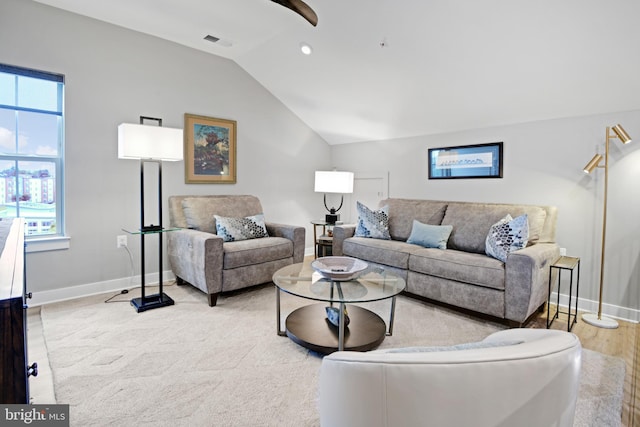 3421 Angelica Way Unit 404, Frederick, MD 21704 - living area with vaulted ceiling, wood finished floors, and recessed lighting