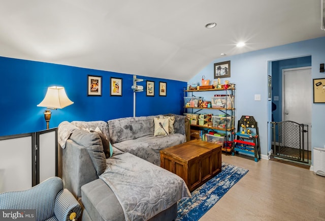 124 Connecticut Ave, Cherry Hill, NJ 08002 - living area featuring wood finished floors, lofted ceiling, and recessed lighting