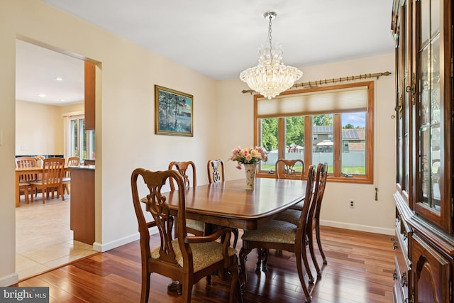 4 Monterey Ln, Manalapan, NJ 07726 - dining area with a chandelier, light wood-type flooring, and recessed lighting