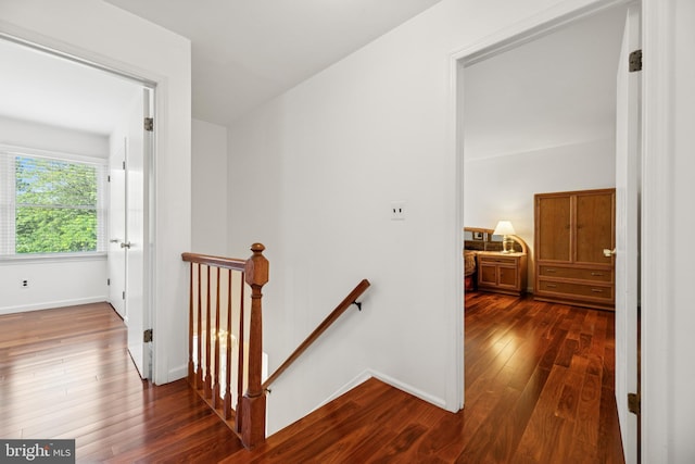 4 Monterey Ln, Manalapan, NJ 07726 - hall featuring an upstairs landing and dark wood-style floors