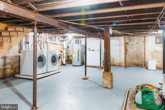 850 N Reading Ave, Boyertown, PA 19512 - unfinished below grade area with water heater, washing machine and dryer, and stairway