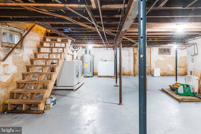 850 N Reading Ave, Boyertown, PA 19512 - unfinished below grade area featuring water heater, stairs, and washer and clothes dryer