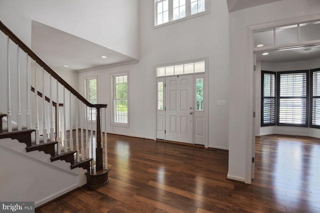 13319 Moonlight Trail Dr, Silver Spring, MD 20906 - foyer with hardwood / wood-style flooring, stairway, and a high ceiling
