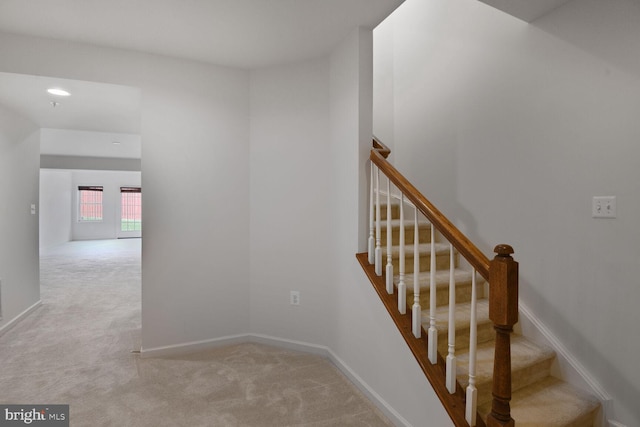 13319 Moonlight Trail Dr, Silver Spring, MD 20906 - staircase featuring carpet flooring and baseboards