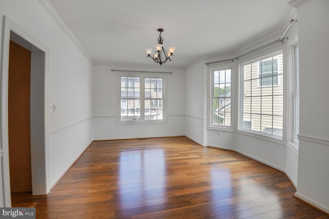 13319 Moonlight Trail Dr, Silver Spring, MD 20906 - empty room with a chandelier, crown molding, and wood finished floors