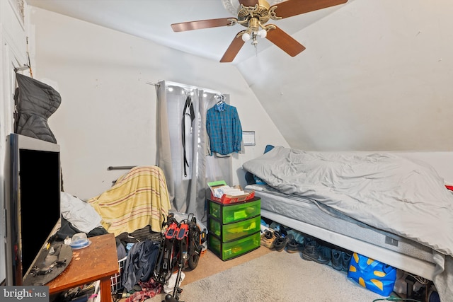 127 Schooley St, Moorestown, NJ 08057 - bedroom featuring vaulted ceiling, a ceiling fan, and carpet flooring