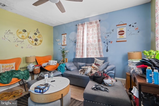127 Schooley St, Moorestown, NJ 08057 - living room with ceiling fan and wood finished floors