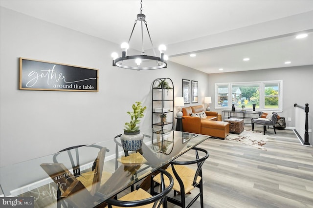 1415 Larch Rd, Severn, MD 21144 - dining room featuring a chandelier, light wood finished floors, and recessed lighting