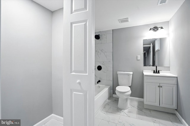 1415 Larch Rd, Severn, MD 21144 - full bath with marble look tiles, vanity, and shower / tub combination