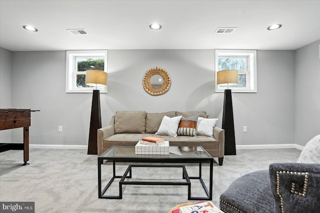 1415 Larch Rd, Severn, MD 21144 - living area featuring light colored carpet and recessed lighting