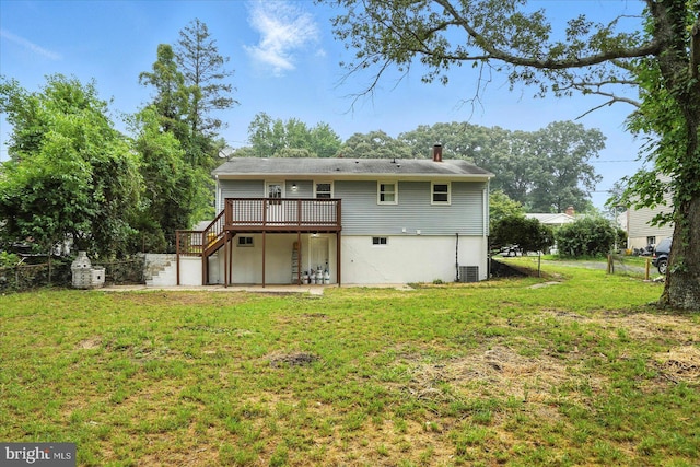 1415 Larch Rd, Severn, MD 21144 - back of property featuring stairs, a wooden deck, and a chimney