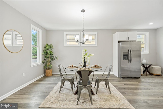 3912 Fernhill Ave, Baltimore, MD 21215 - dining room featuring a chandelier, light wood finished floors, and recessed lighting