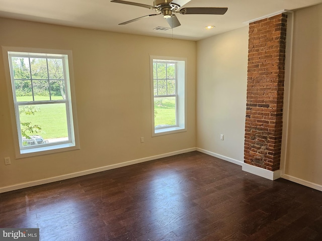 1427 E Eager St, Baltimore, MD 21205 - unfurnished room with dark wood-style flooring, ceiling fan, and recessed lighting