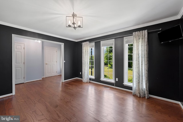 20 Bee Tree Mill Ct, Parkton, MD 21120 - unfurnished dining area with a chandelier, ornamental molding, and wood finished floors