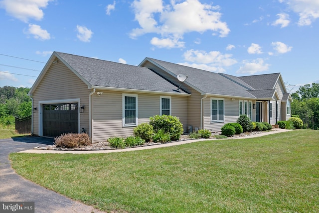 20 Bee Tree Mill Ct, Parkton, MD 21120 - ranch-style home featuring a garage, asphalt driveway, a shingled roof, and a front yard