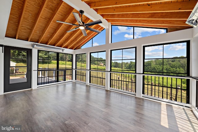 20 Bee Tree Mill Ct, Parkton, MD 21120 - unfurnished sunroom with a wood ceiling with exposed beams, wood finished floors, and high vaulted ceiling