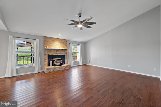 20 Bee Tree Mill Ct, Parkton, MD 21120 - unfurnished living room with ceiling fan, vaulted ceiling, and dark wood-type flooring