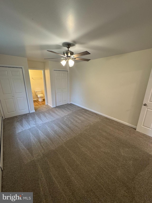 5825 Ebenezer Rd, White Marsh, MD 21162 - unfurnished bedroom featuring carpet flooring, ceiling fan, and ensuite bathroom