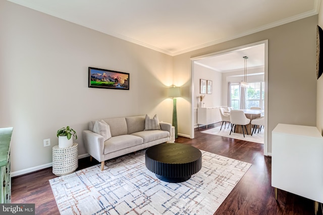 43865 Laurel Ridge Dr, Ashburn, VA 20147 - living room featuring dark wood-style floors and ornamental molding