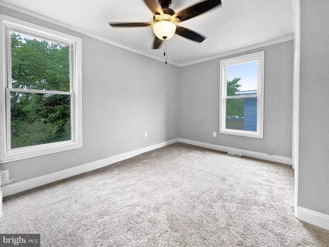 534 Columbia Ave, Millville, NJ 08332 - carpeted spare room with ceiling fan and ornamental molding