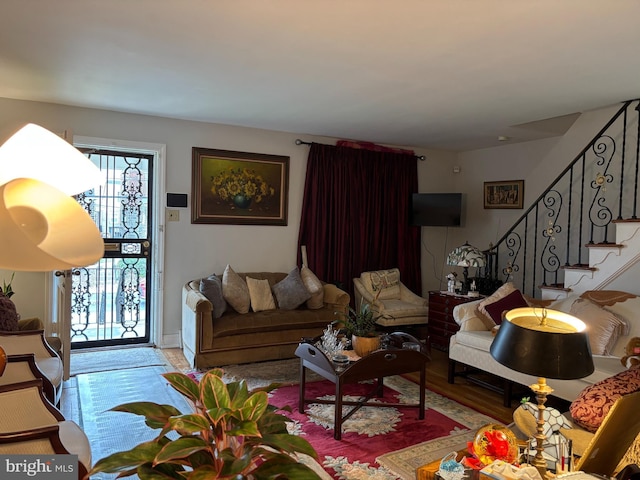 823 Church Ln, Lansdowne, PA 19050 - living room featuring stairway