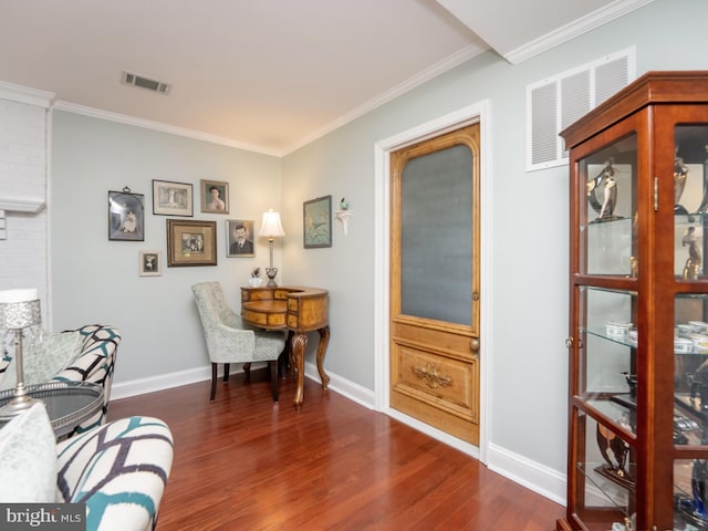 220 Rabbitt Rd, Gaithersburg, MD 20878 - sitting room with dark wood-type flooring and crown molding