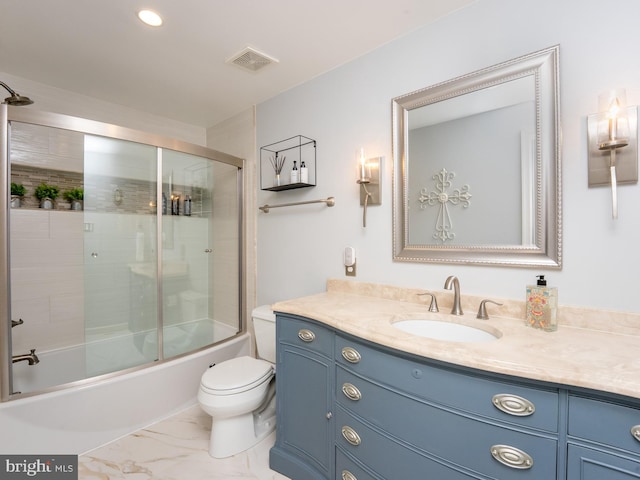 220 Rabbitt Rd, Gaithersburg, MD 20878 - bathroom featuring vanity, shower / bath combination with glass door, and marble look tile flooring