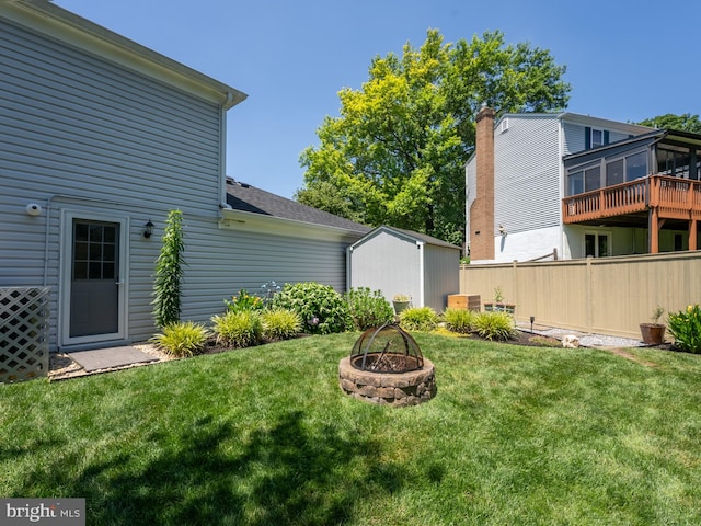 220 Rabbitt Rd, Gaithersburg, MD 20878 - view of yard with a fire pit and an outdoor structure