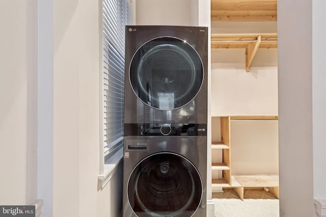 238 S 13th St Unit 1, Philadelphia, PA 19107 - washroom with stacked washing machine and dryer