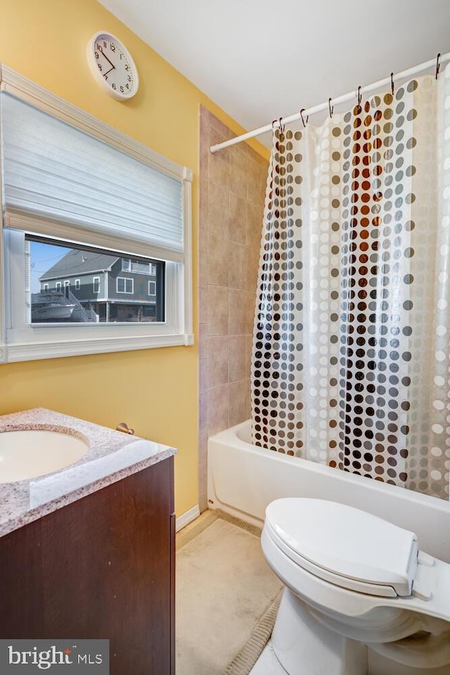 119 S Captains Dr, Little Egg Harbor Twp, NJ 08087 - bathroom featuring shower / bath combo with shower curtain and vanity