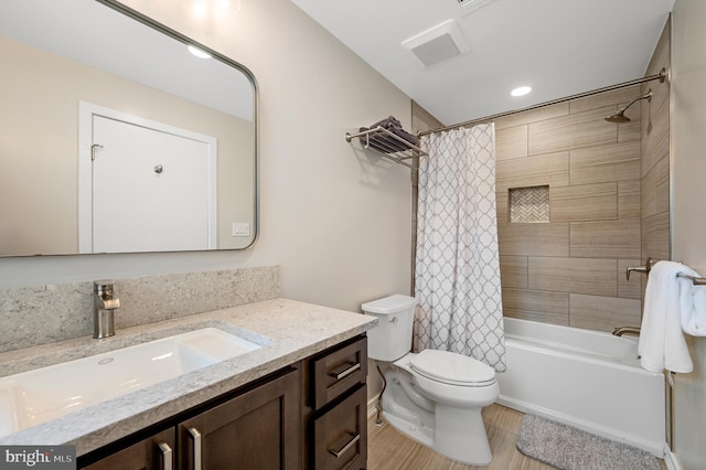 10309 E Hunter Valley Rd, Vienna, VA 22181 - full bathroom with vanity, shower / bath combination with curtain, and recessed lighting