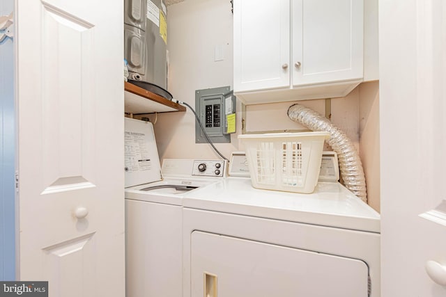 424 Lark Ln Unit E304, Ocean City, MD 21842 - laundry room featuring cabinet space, electric panel, and washing machine and dryer