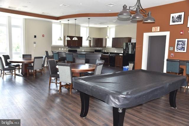 4195 S Four Mile Run Dr Unit 203, Arlington, VA 22204 - recreation room featuring dark wood-style floors, billiards table, and recessed lighting