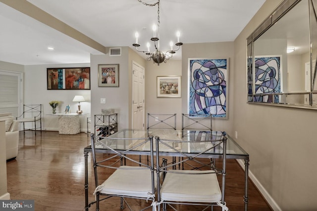 4195 S Four Mile Run Dr Unit 203, Arlington, VA 22204 - dining area featuring a chandelier, wood finished floors, and recessed lighting