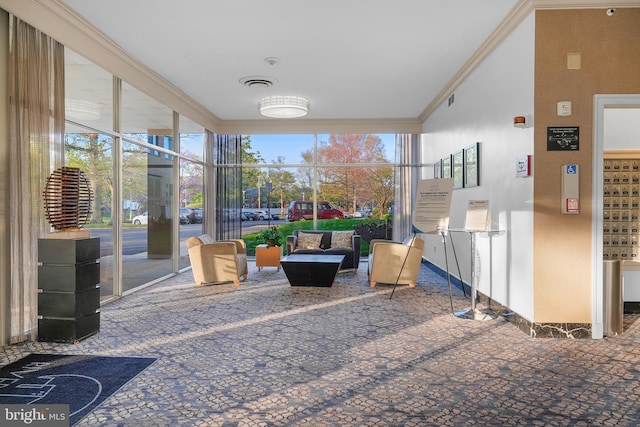 6641 Wakefield Dr Unit 405, Alexandria, VA 22307 - building lobby with crown molding and expansive windows