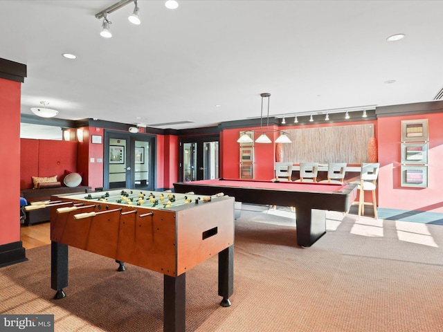 4500 S Four Mile Run Dr Unit 927, Arlington, VA 22204 - rec room with track lighting, carpet flooring, and billiards