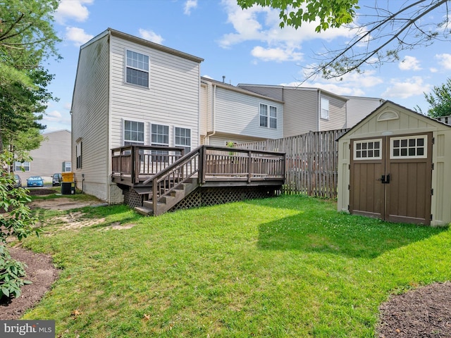 8730 Thornbrook Dr, Odenton, MD 21113 - rear view of property featuring a storage shed and a deck