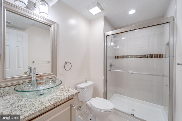 8 Ashley Ct, Stafford, VA 22554 - full bath featuring vanity, a shower stall, and a textured ceiling
