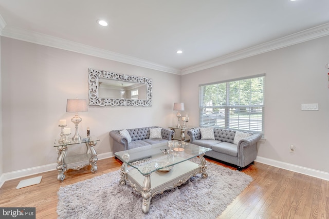 8 Ashley Ct, Stafford, VA 22554 - living room featuring crown molding, wood finished floors, and recessed lighting