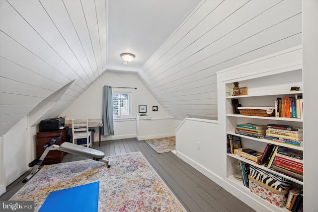 927 Drexel Ave, Drexel Hill, PA 19026 - office area featuring vaulted ceiling and hardwood / wood-style flooring