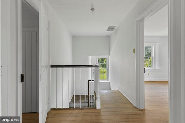 453 Bayard Rd, Kennett Square, PA 19348 - hall with hardwood / wood-style floors, plenty of natural light, and an upstairs landing