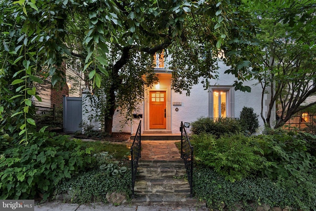 3518 35th St NW, Washington, DC 20016 - property entrance featuring stucco siding
