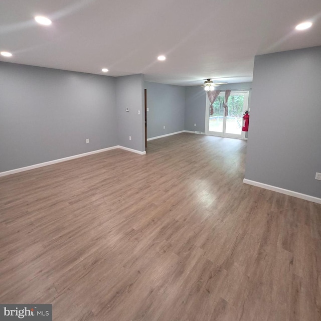 13163 W Buckshutem Rd, Millville, NJ 08332 - unfurnished room featuring a ceiling fan, wood finished floors, and recessed lighting