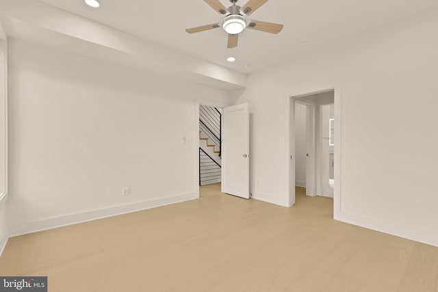 507 L St NE Unit 3B, Washington, DC 20002 - unfurnished bedroom with recessed lighting, light wood-type flooring, and a ceiling fan
