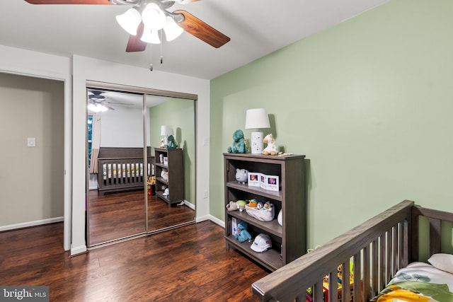 9304 Taverney Ter, Gaithersburg, MD 20879 - bedroom with wood finished floors, a closet, and ceiling fan
