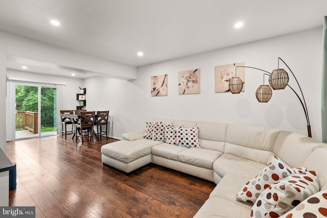 9304 Taverney Ter, Gaithersburg, MD 20879 - living room with dark wood-style flooring and recessed lighting