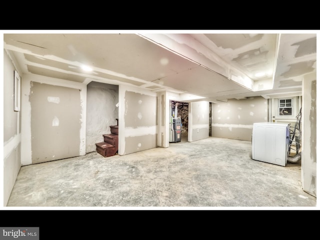 1206 Darley Ave, Baltimore, MD 21218 - unfinished basement featuring stairs, washer / dryer, and water heater