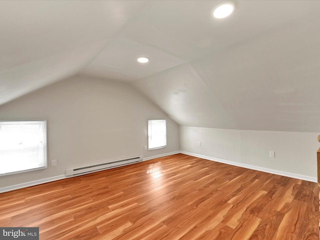 41 W George St, York, PA 17408 - bonus room featuring baseboard heating, lofted ceiling, light wood-style flooring, and recessed lighting