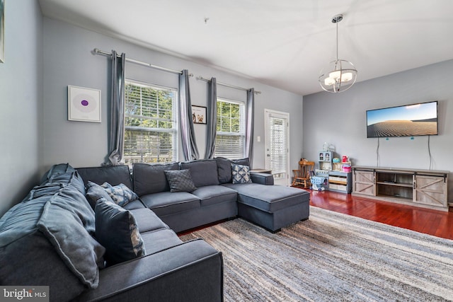 1108 Curtis Way, Glen Burnie, MD 21061 - living room with wood finished floors and a chandelier
